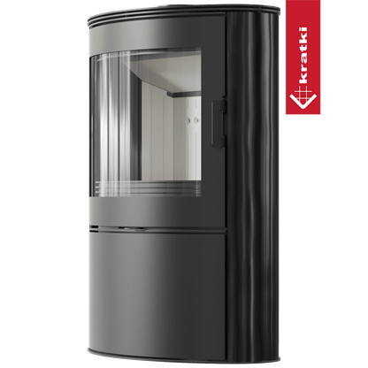 Kratki Kachelofen aus Stahl KRATKI AB S/2 Ø 150 10 kW schwarz Kachel