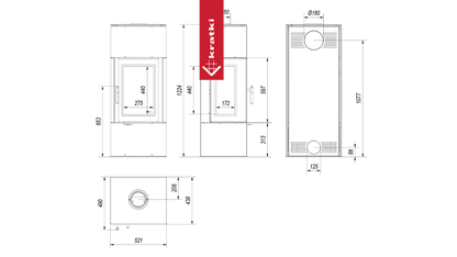 Kratki Kaminofen aus Stahl KRATKI THOR VIEW Ø 150 8 kW