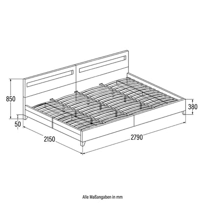 Home Deluxe Familienbett mit Schubladen NUBE - 270 x 200 cm ohne Matratze Dunkelgrau