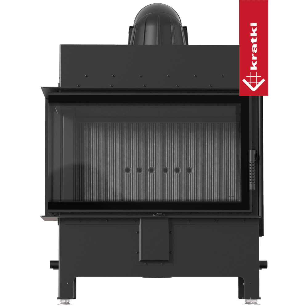 Kratki Kamineinsatz aus Stahl KRATKI LUCY links 14 kW Ø 200 schwarz Verkleidung