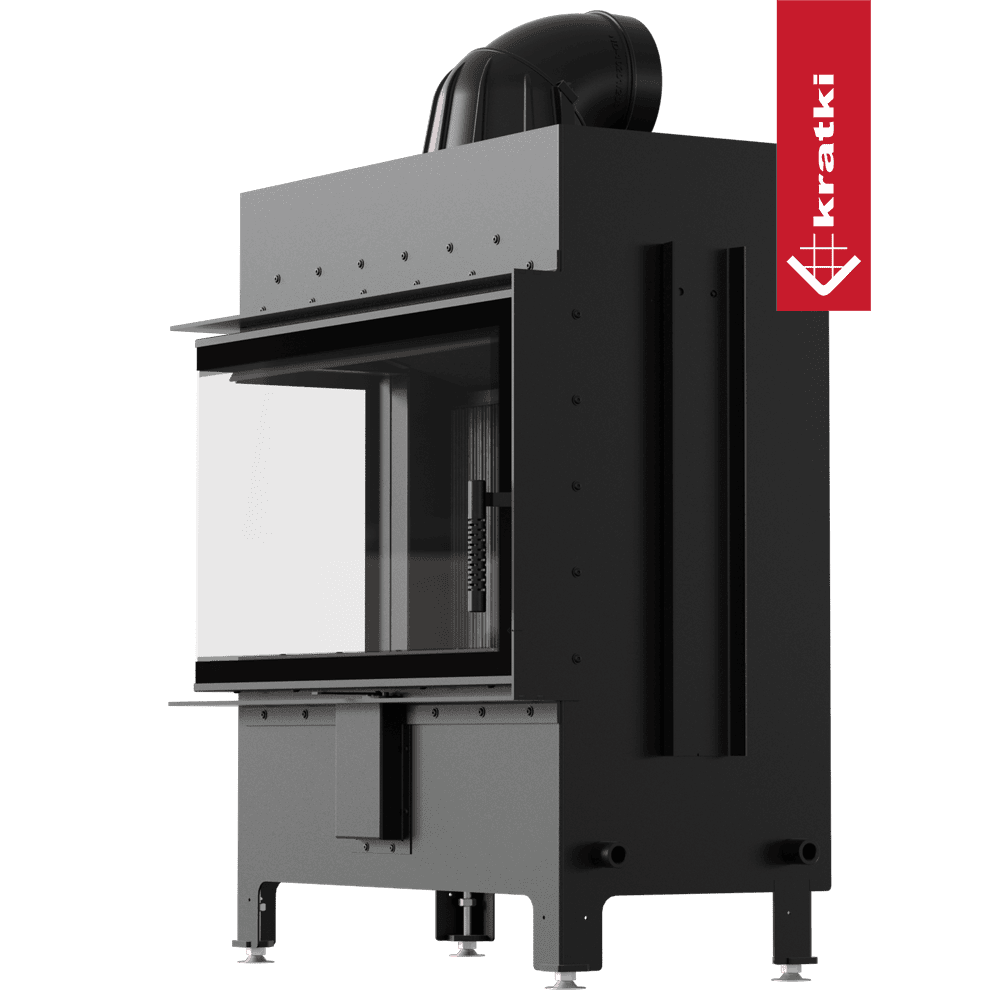 Kratki Kamineinsatz aus Stahl KRATKI LUCY links 14 kW Ø 200 schwarz Verkleidung
