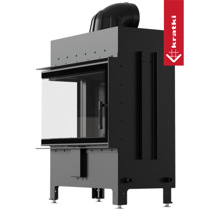 Kratki Kamineinsatz aus Stahl KRATKI LUCY links 14 kW Ø 200 schwarz Verkleidung