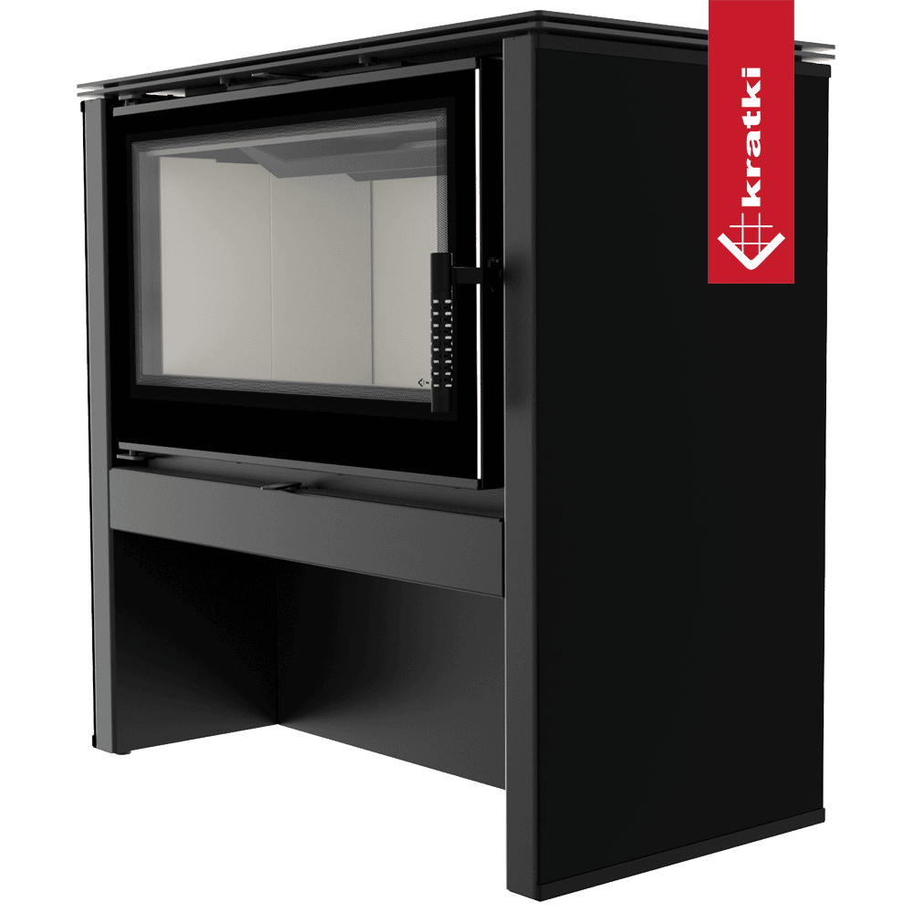 Kratki Kaminofen aus Stahl KRATKI JUNO 12 kW Ø 160 schwarzes Paneel