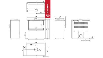 Kratki Kaminofen aus Stahl KRATKI JUNO 12 kW Ø 160 weißes Paneel
