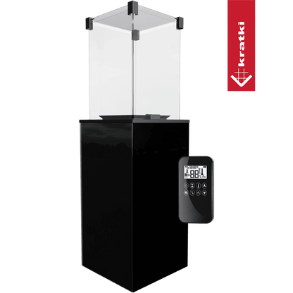 Kratki Terrassenheizer Patio Glas schwarz automatische Steuerung 8,2kW