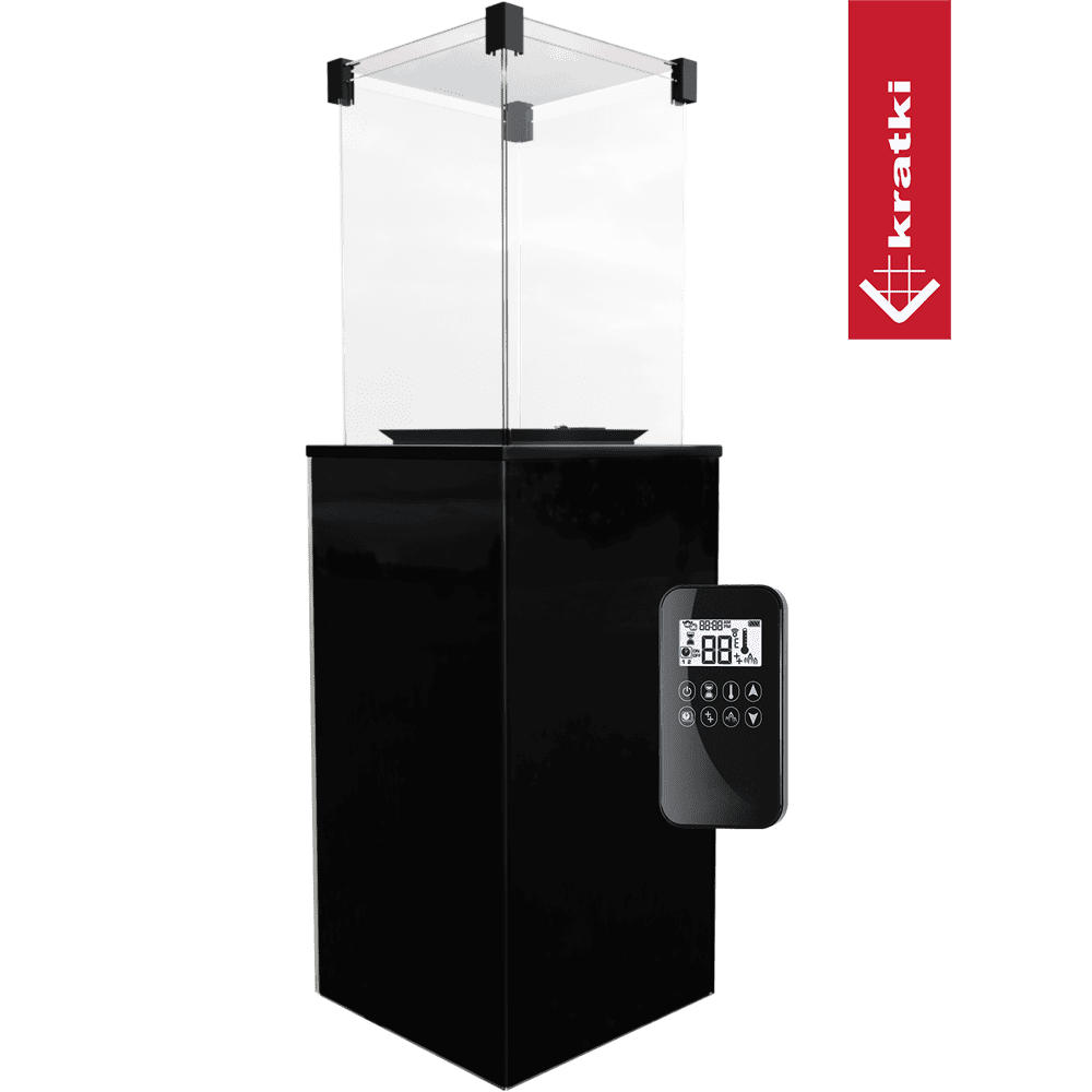 Kratki Terrassenheizer Patio Glas schwarz automatische Steuerung 8,2kW