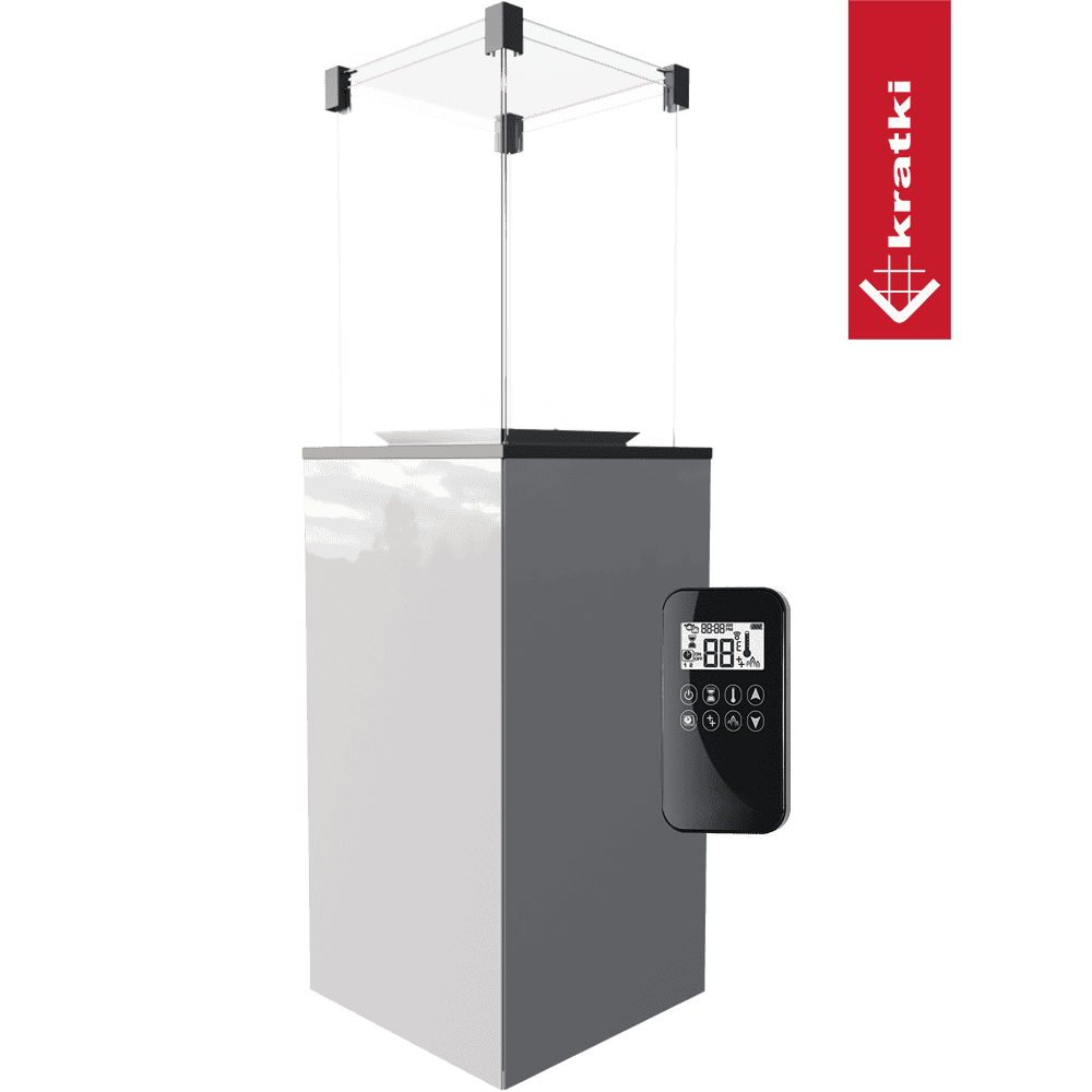 Kratki Terrassenheizer Patio Glas weiß automatische Steuerung 8,2kW