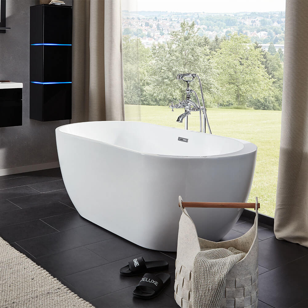 Home Deluxe Freistehende Badewanne CODO - 170 x 80 cm Weiß