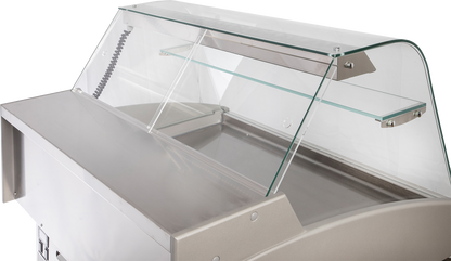 KBS Gastrotechnik Mehrzweckvitrine Delicious 1500 C mit gebogenem Glasaufbau