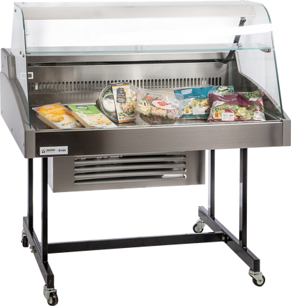 KBS Gastrotechnik Mehrzweckvitrine Delicious 1250 C mit gebogenem Glasaufbau