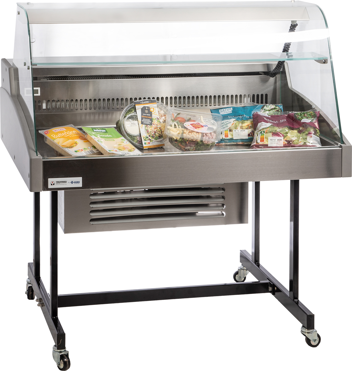 KBS Gastrotechnik Mehrzweckvitrine Delicious 1000 C mit gebogenem Glasaufbau