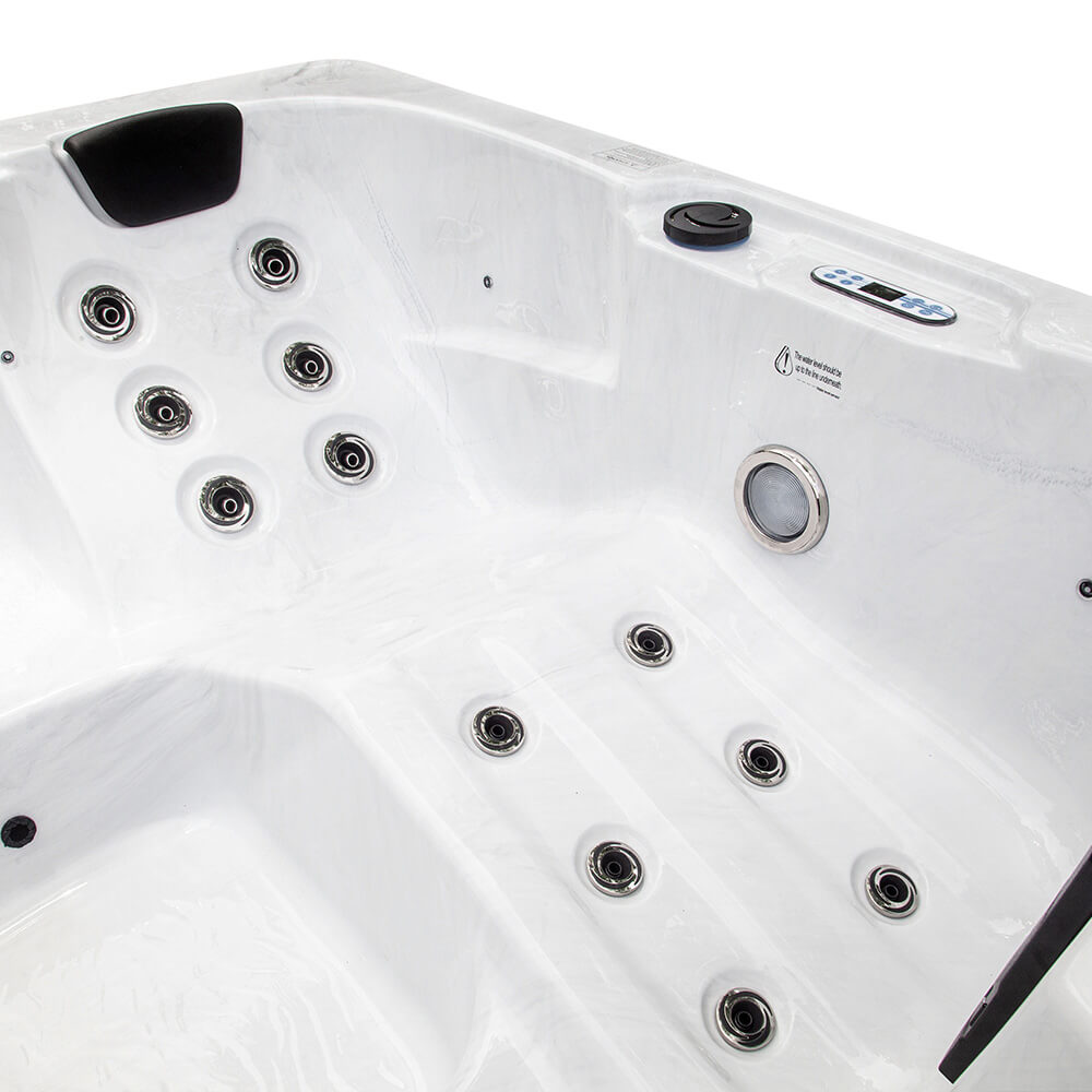 Home Deluxe Outdoor Whirlpool WHITE MARBLE PURE - 210 x 160 cm für 3 Personen