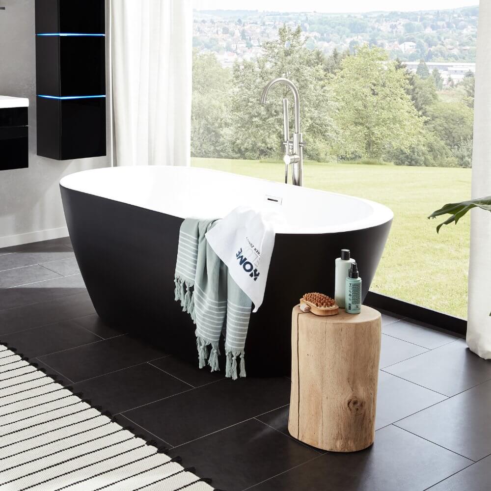 Home Deluxe Freistehende Badewanne CODO - 170 x 80 cm Schwarz