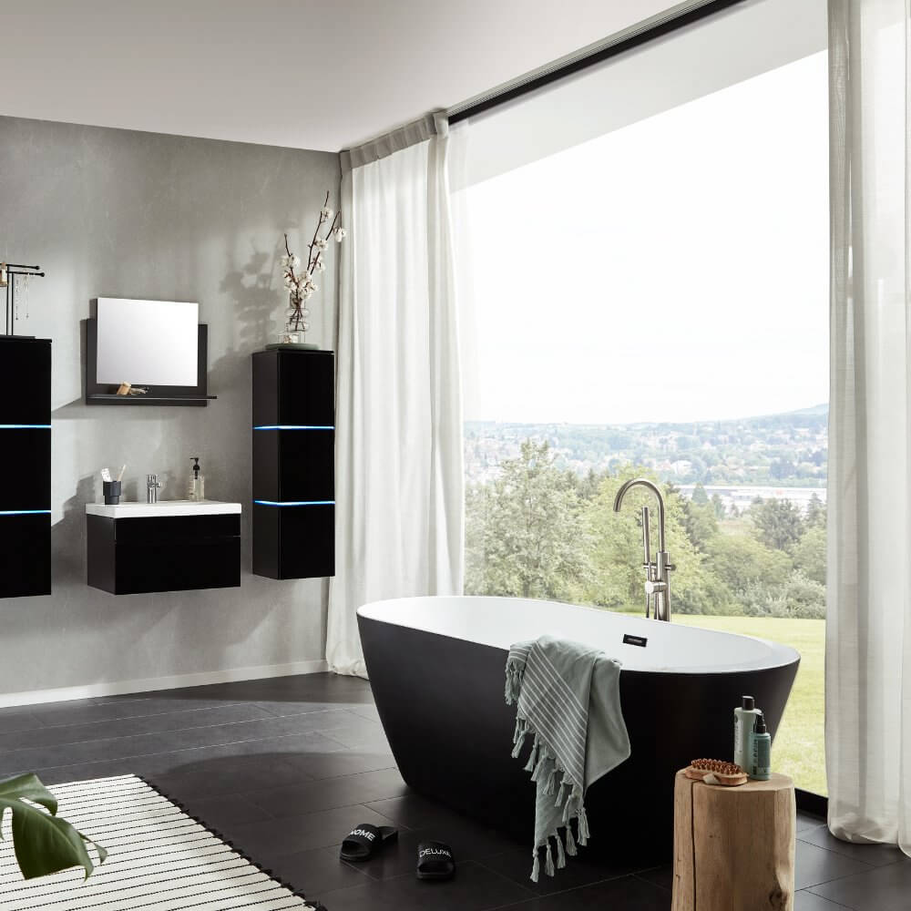 Home Deluxe Freistehende Badewanne CODO - 170 x 80 cm Schwarz