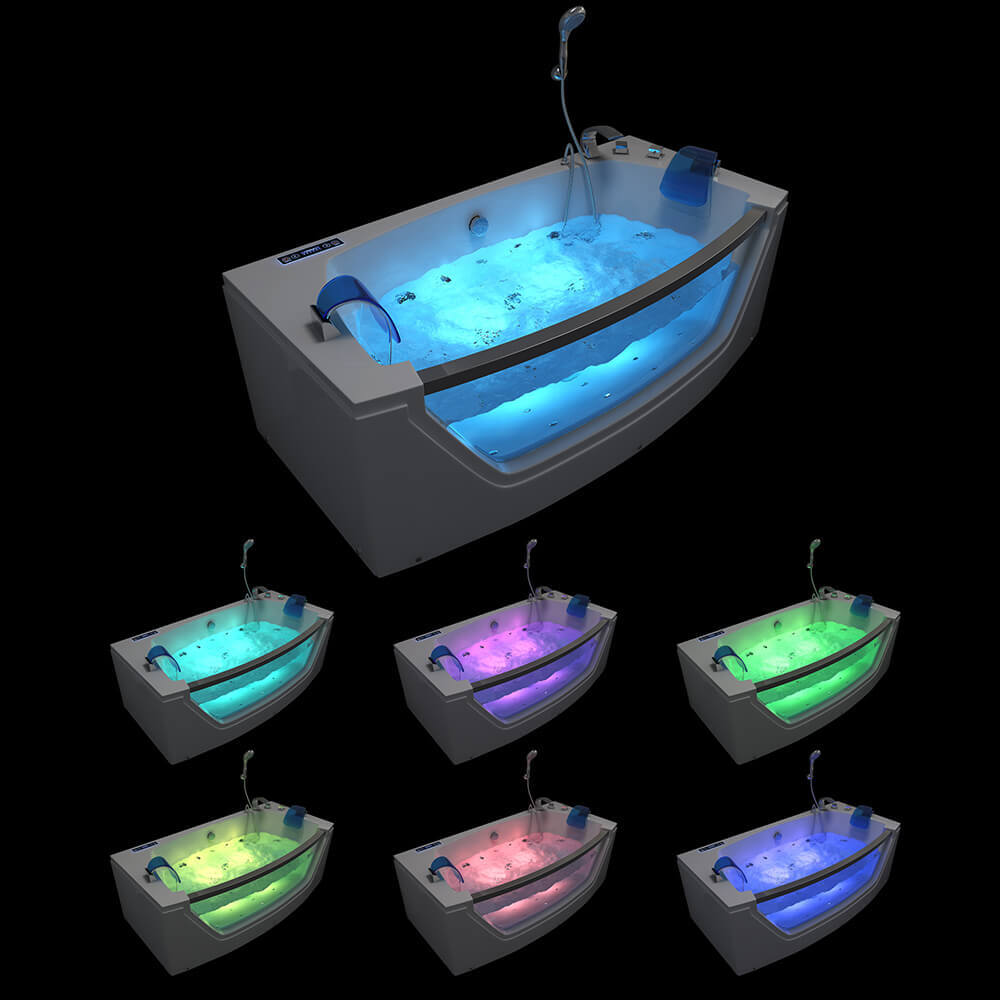 Home Deluxe Whirlpool Badewanne mit Lichttherapie ATLANTIC M 175 x 85 cm