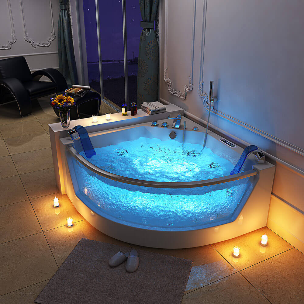 Home Deluxe Whirlpool Badewanne mit Lichttherapie ATLANTIC L 140 x 140 cm