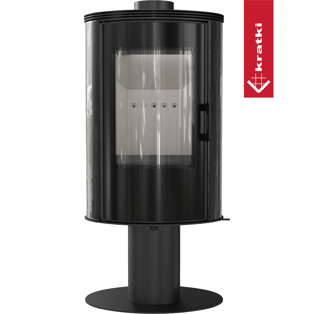 Kratki Kachelofen aus stahl drehbar KRATKI AB S/N/O/DR/GLASS Ø 150 8 kW schwarz