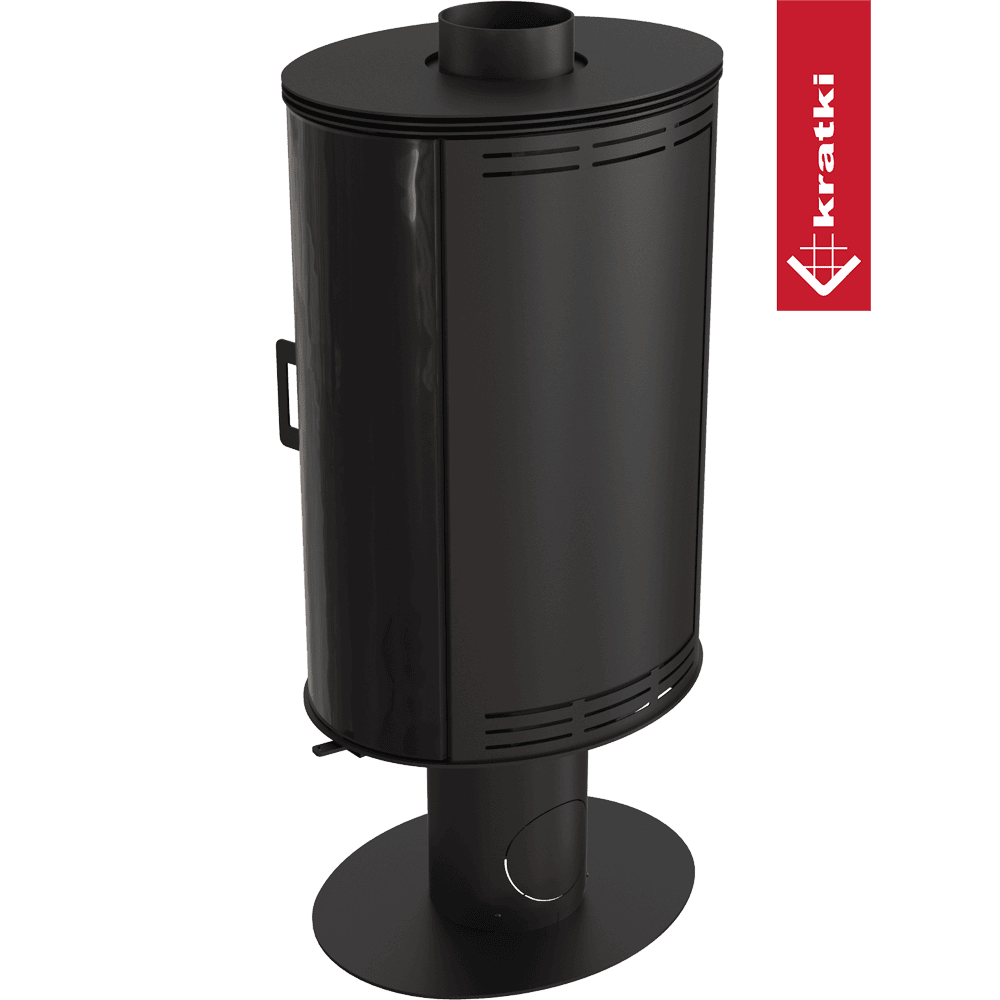 Kratki Kachelofen aus stahl drehbar KRATKI AB S/N/O/DR/GLASS Ø 150 8 kW schwarz