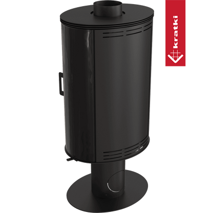 Kratki Kachelofen aus stahl drehbar KRATKI AB S/N/O/DR/GLASS Ø 150 8 kW schwarz