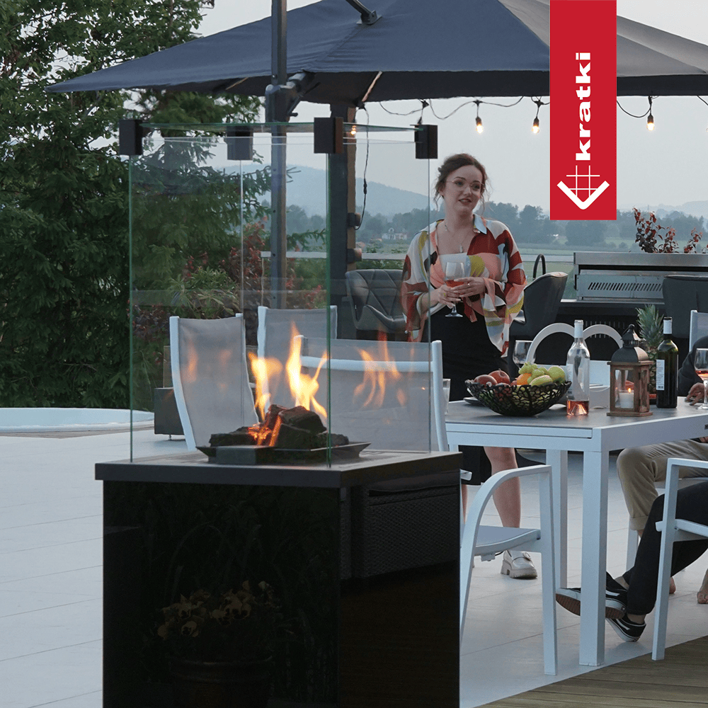 Kratki Terrassenheizer Patio Mini Glas schwarz manuelle Steuerung 8,2kW