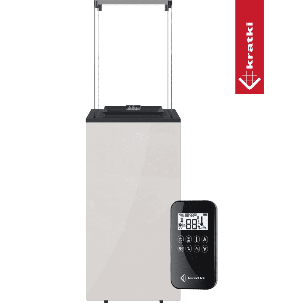 Kratki Terrassenheizer Patio Mini Glas weiß automatische Steuerung 8,2kW