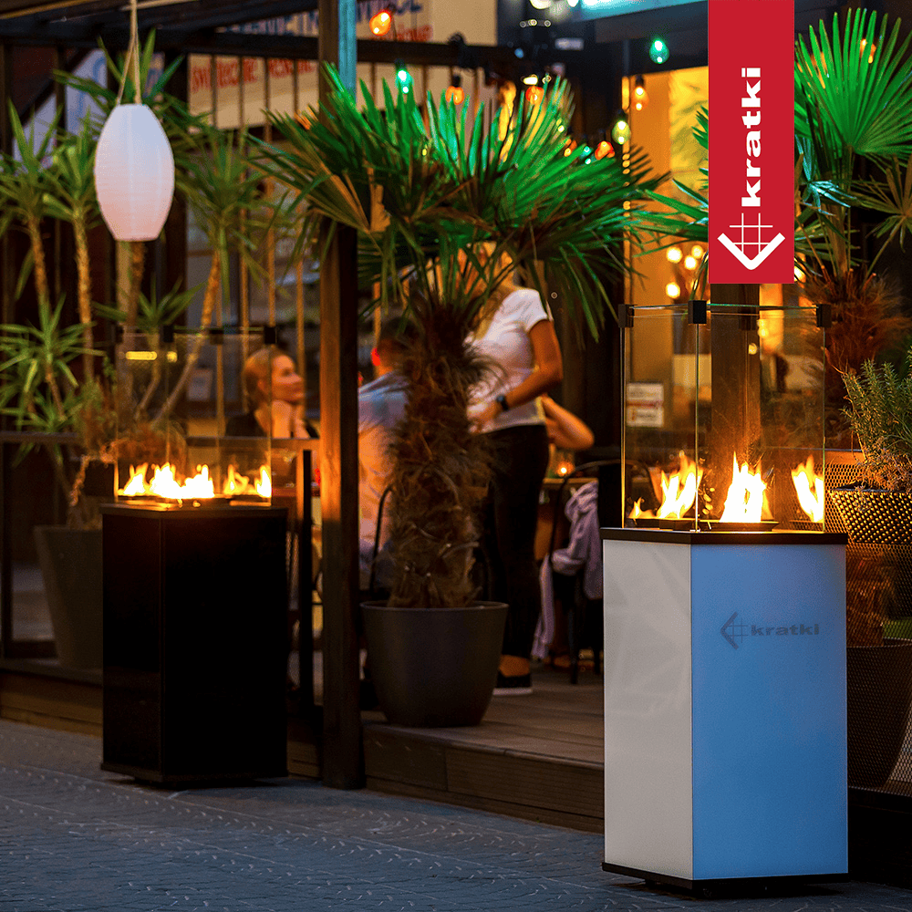 Kratki Terrassenheizer Patio Mini Glas weiß automatische Steuerung 8,2kW