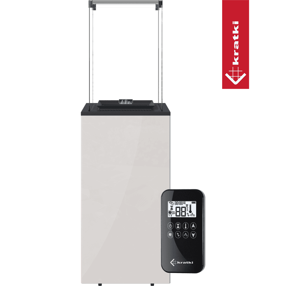 Kratki Terrassenheizer Patio Mini Glas weiß automatische Steuerung 8,2kW