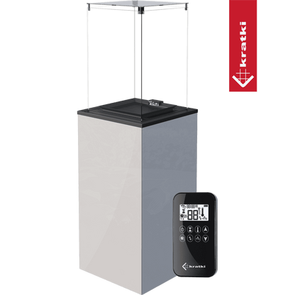 Kratki Terrassenheizer Patio Mini Glas weiß automatische Steuerung 8,2kW