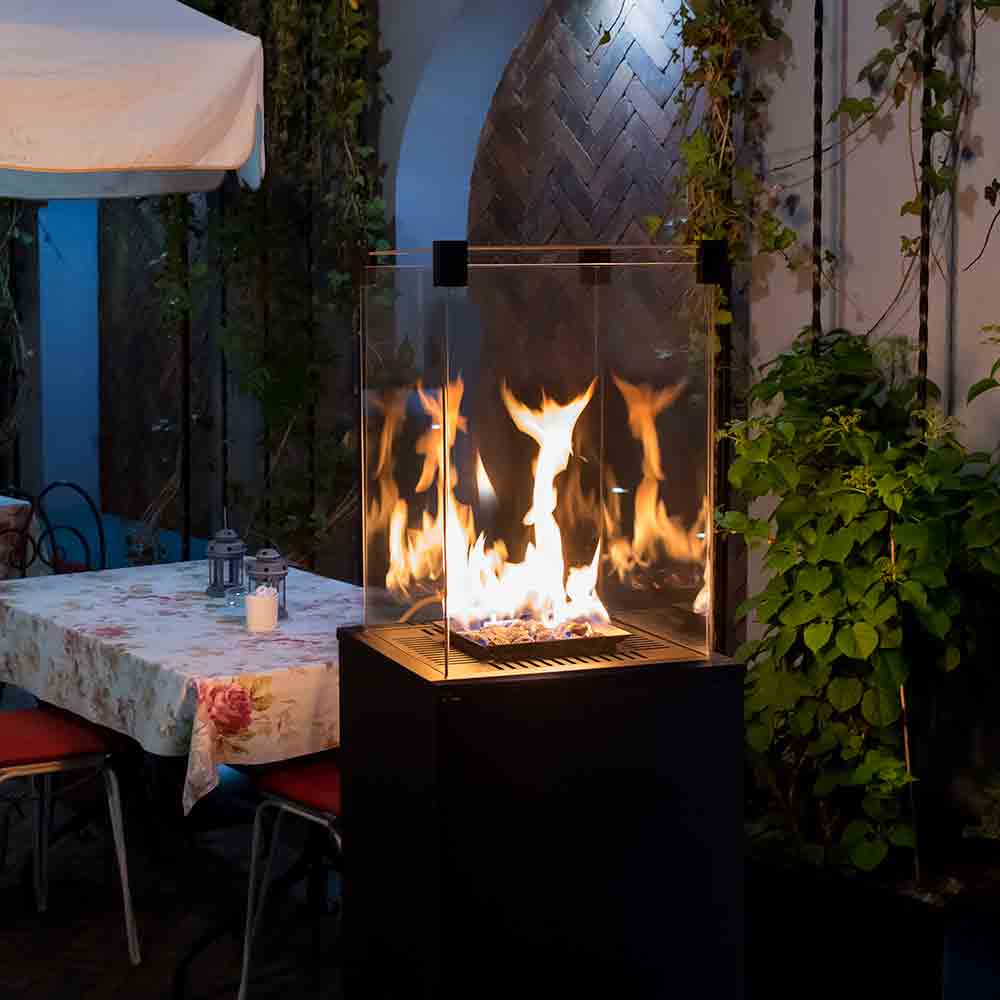 Kratki Terrassenheizer Patio Mini Glas schwarz automatische Steuerung 8,2kW