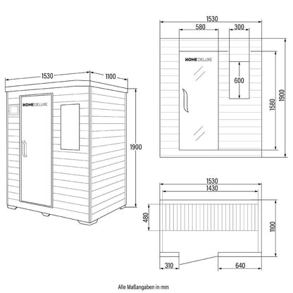 Home Deluxe Infrarotkabine REDSUN L - 153 x 110 cm für 3 Personen