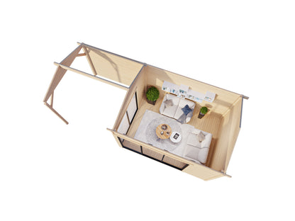 Palmako Amanda 11,2+7,8 m2 Slide - Lackiert dunkelgrau RAL7012 + anthrazit RAL7016