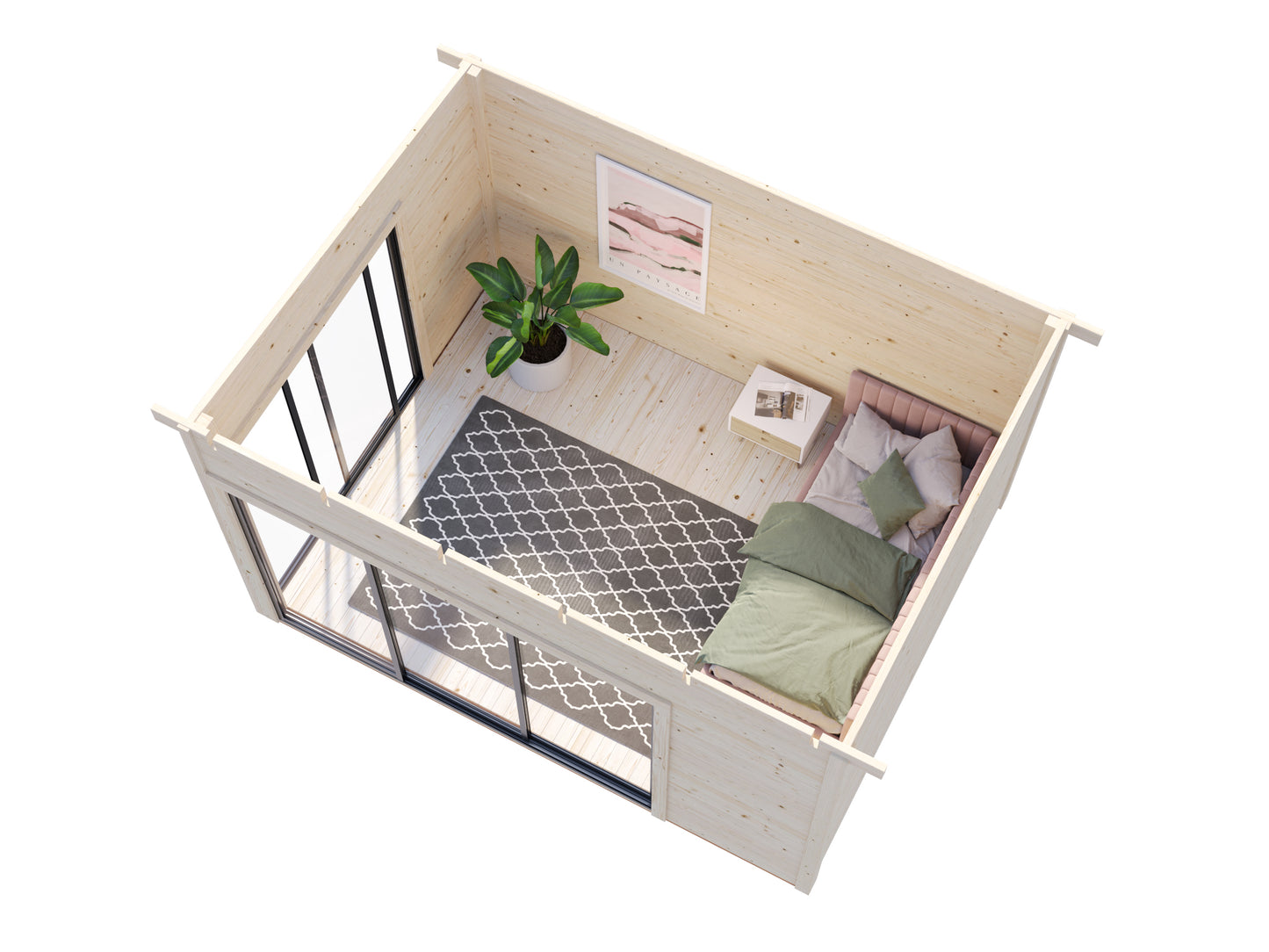 Palmako Andrea 11,2 m2 Slide - Lackiert dunkelgrau RAL7012 + anthrazit RAL7016