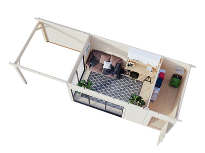 Palmako Andrea 15,2+7,9 m2 Slide - Grau tauchgrundiert