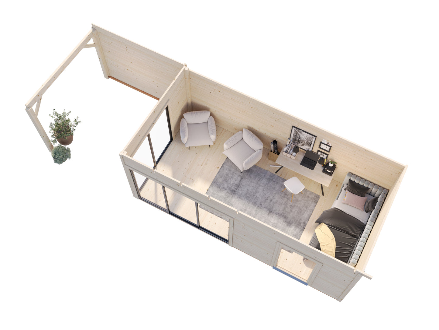 Palmako Andrea 17,1+7,9 m2 Slide - Lackiert hellgrau RAL7042 + anthrazit RAL7016