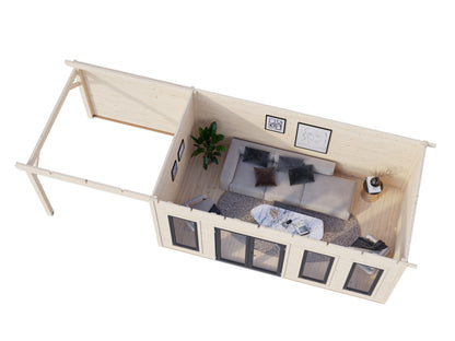 Palmako Aurelia 15,2+7,9 m2 - Lackiert dunkelgrau RAL7012 + anthrazit RAL7016