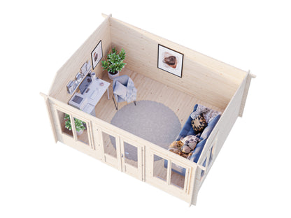 Palmako Claudia Pent 11,5 m2 - Lackiert hellgrau RAL7042 + anthrazit RAL7016