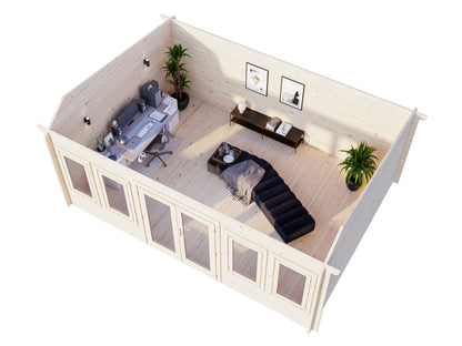 Palmako Claudia Pent 19,4 m2 - Lackiert hellgrau RAL7042 + anthrazit RAL7016