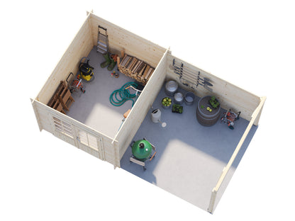 Palmako Ella 6,9+8,2 m2 - Lackiert dunkelgrau RAL7012 + anthrazit RAL7016