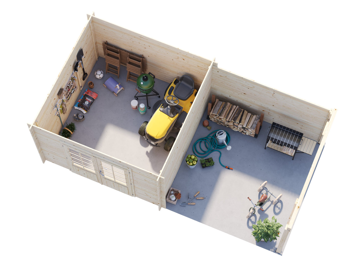Palmako Ella 8,7+8,2 m2 - Lackiert hellgrau RAL7042 + anthrazit RAL7016