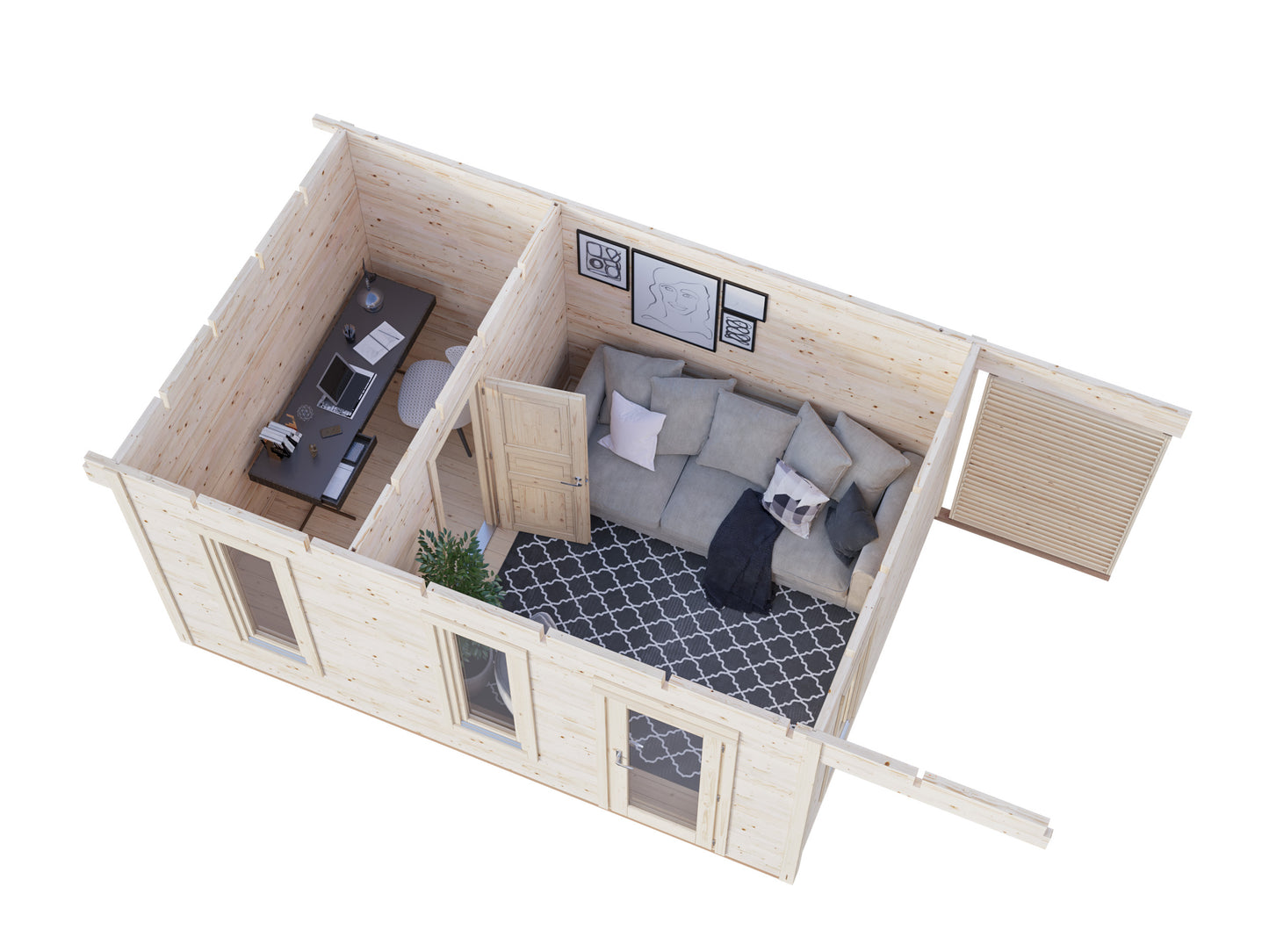 Palmako Grace 12,4+4,1 m2 - Lackiert dunkelgrau RAL7012 + weiß RAL9016