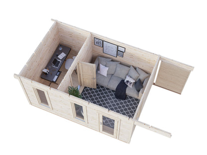 Palmako Grace 12,4+4,1 m2 - Lackiert dunkelgrau RAL7012 + weiß RAL9016