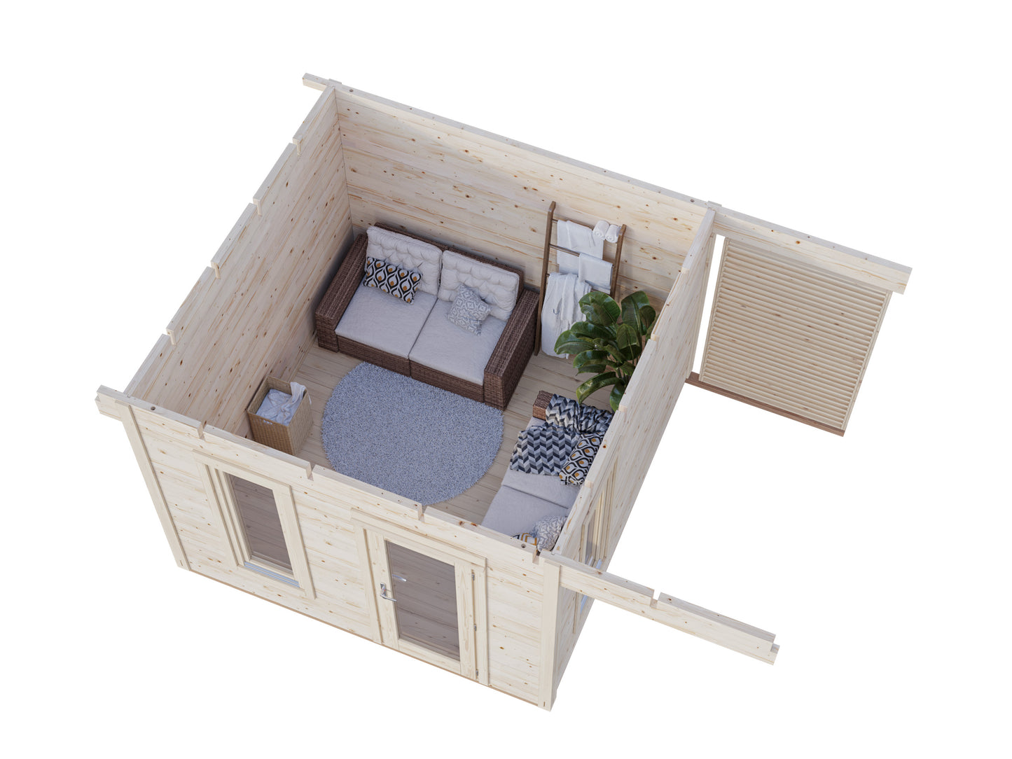 Palmako Grace 8,1+4,1 m2 - Lackiert dunkelgrau RAL7012 + weiß RAL9016