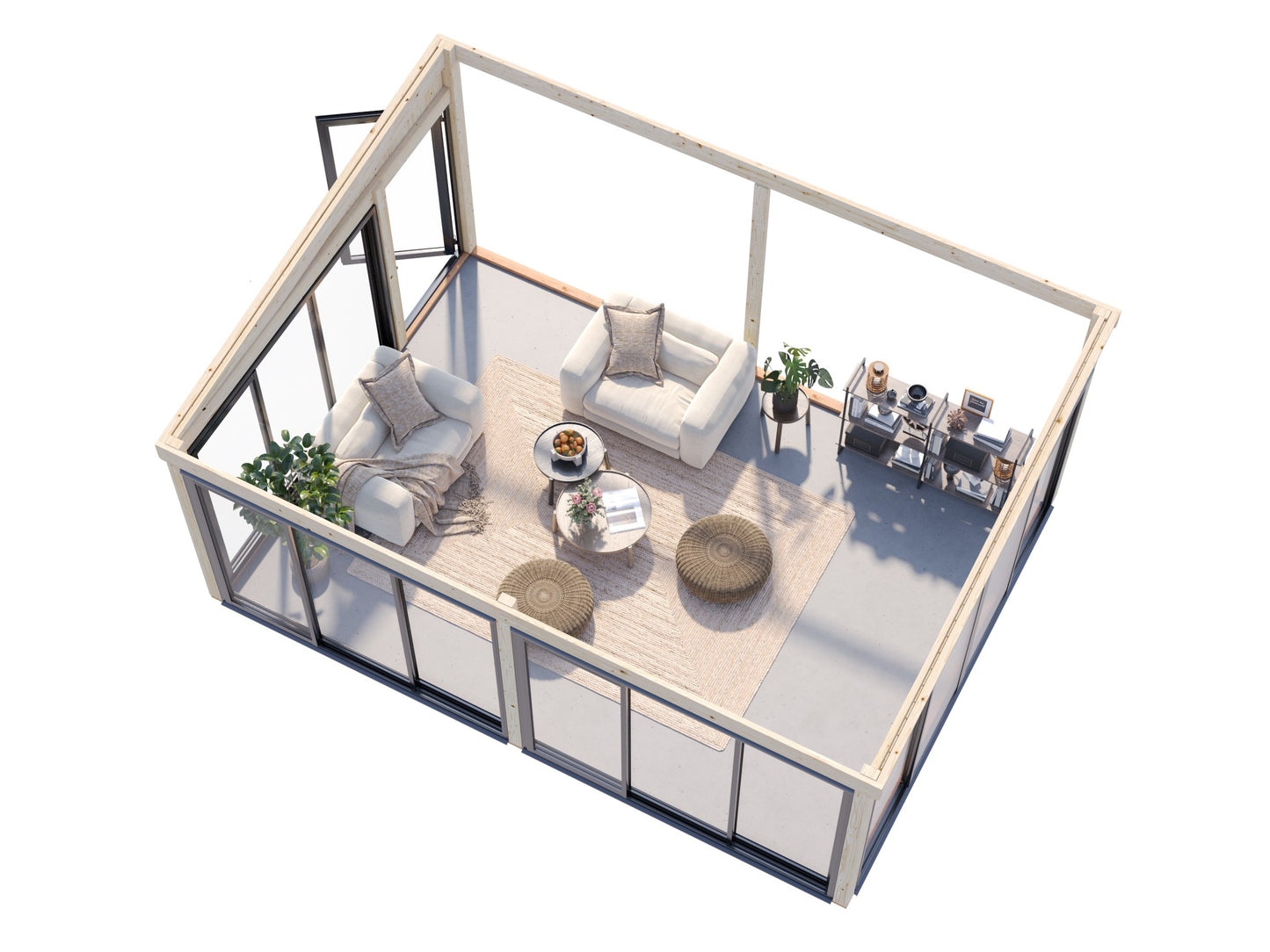 Palmako Lumi 23,3 m2 Slide - Lackiert hellgrau RAL7042