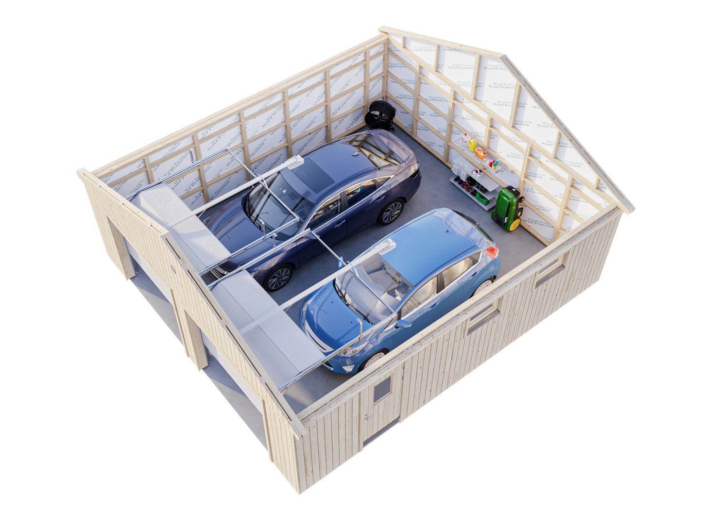 Palmako Andre 44,7 m2 mit Sektionaltor - Naturbelassen