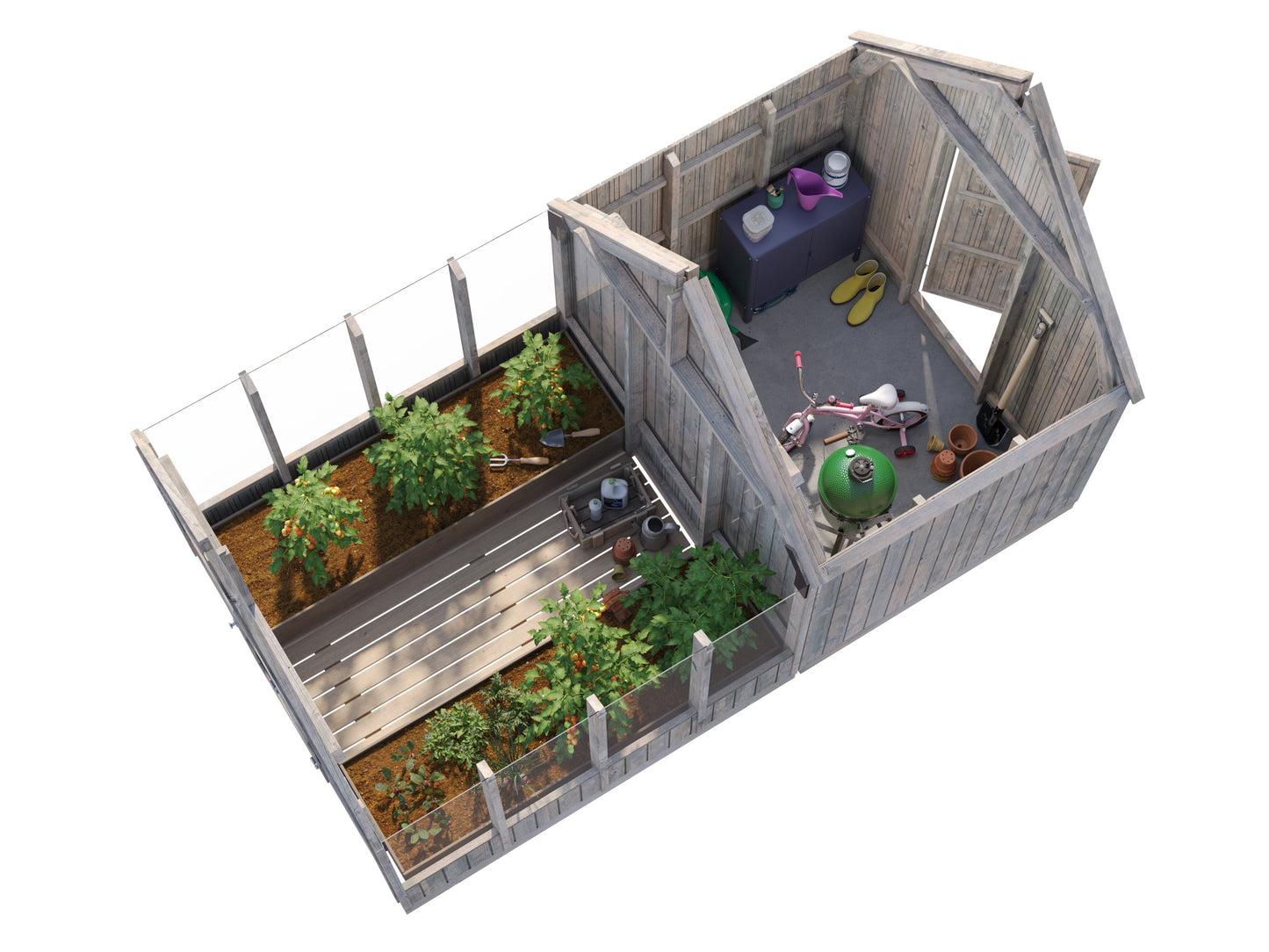 Palmako Emilia 5,4+4,0 m2 - Grau kesseldruckimprägniert