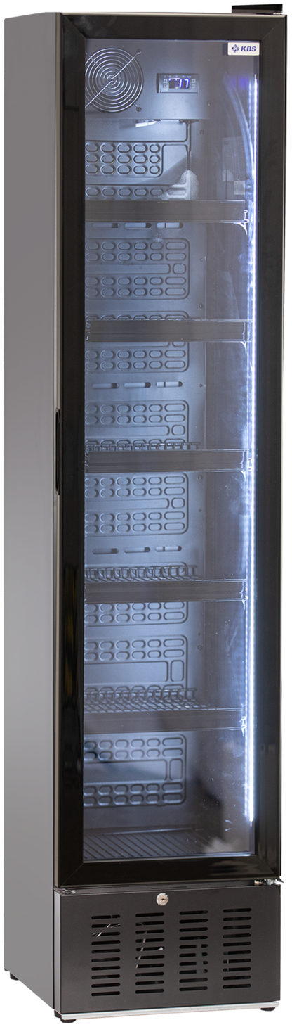 KBS Gastrotechnik Glastürkühlschrank KBS 316 G Slim schwarz