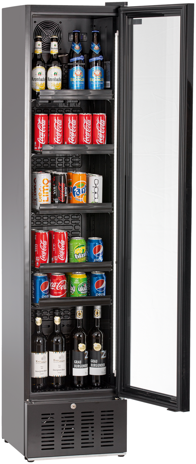 KBS Gastrotechnik Glastürkühlschrank KBS 316 G Slim schwarz