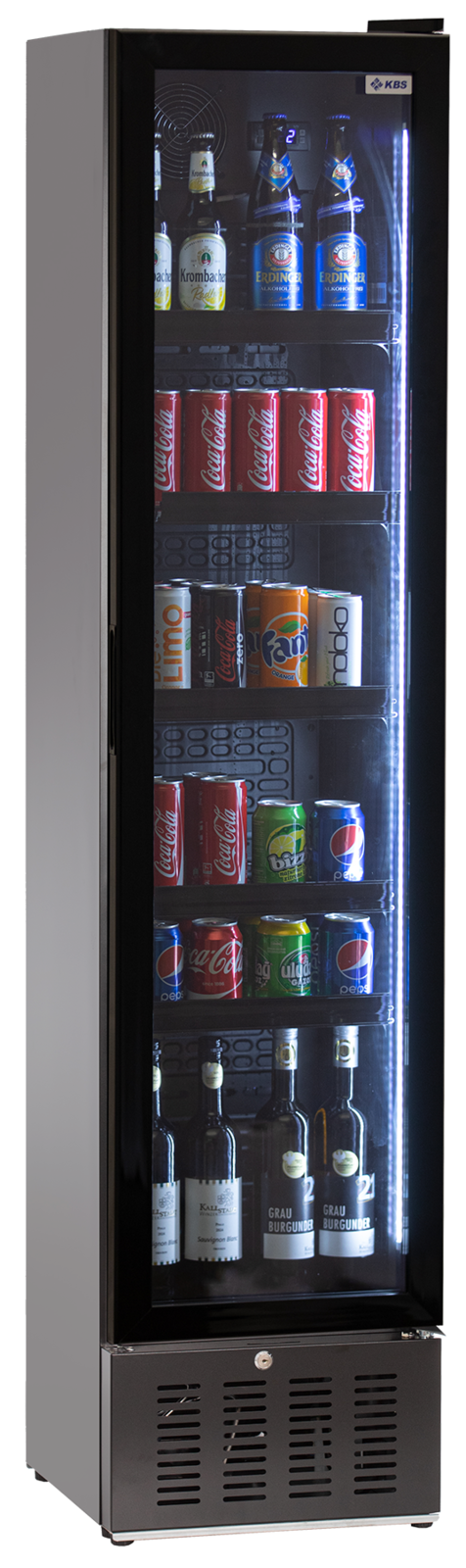 KBS Gastrotechnik Glastürkühlschrank KBS 316 G Slim schwarz