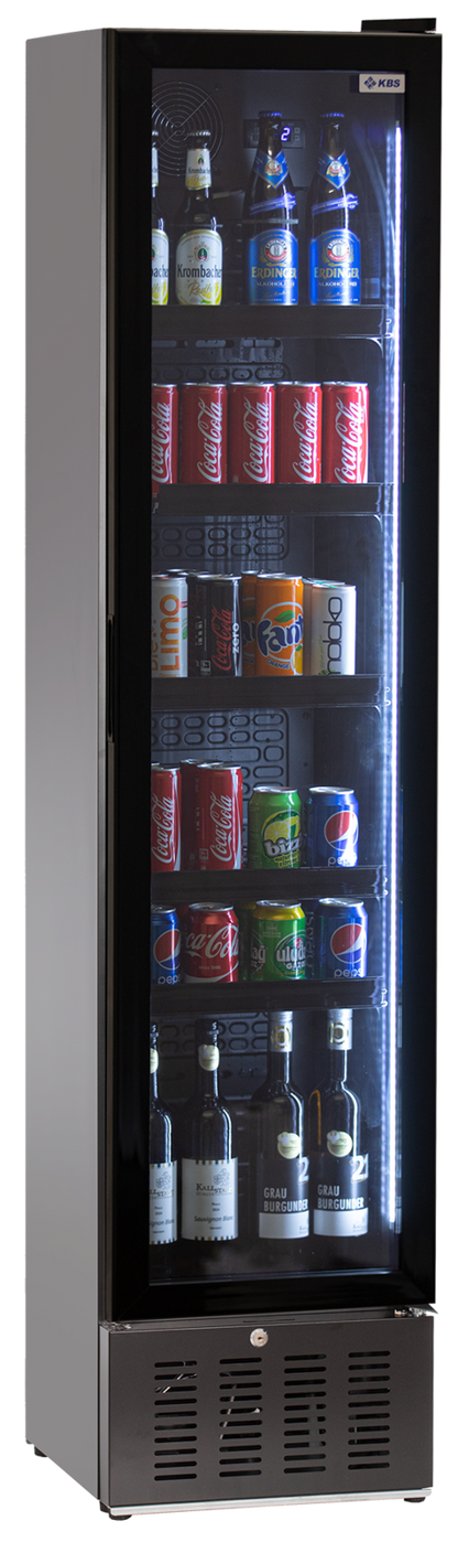 KBS Gastrotechnik Glastürkühlschrank KBS 316 G Slim schwarz