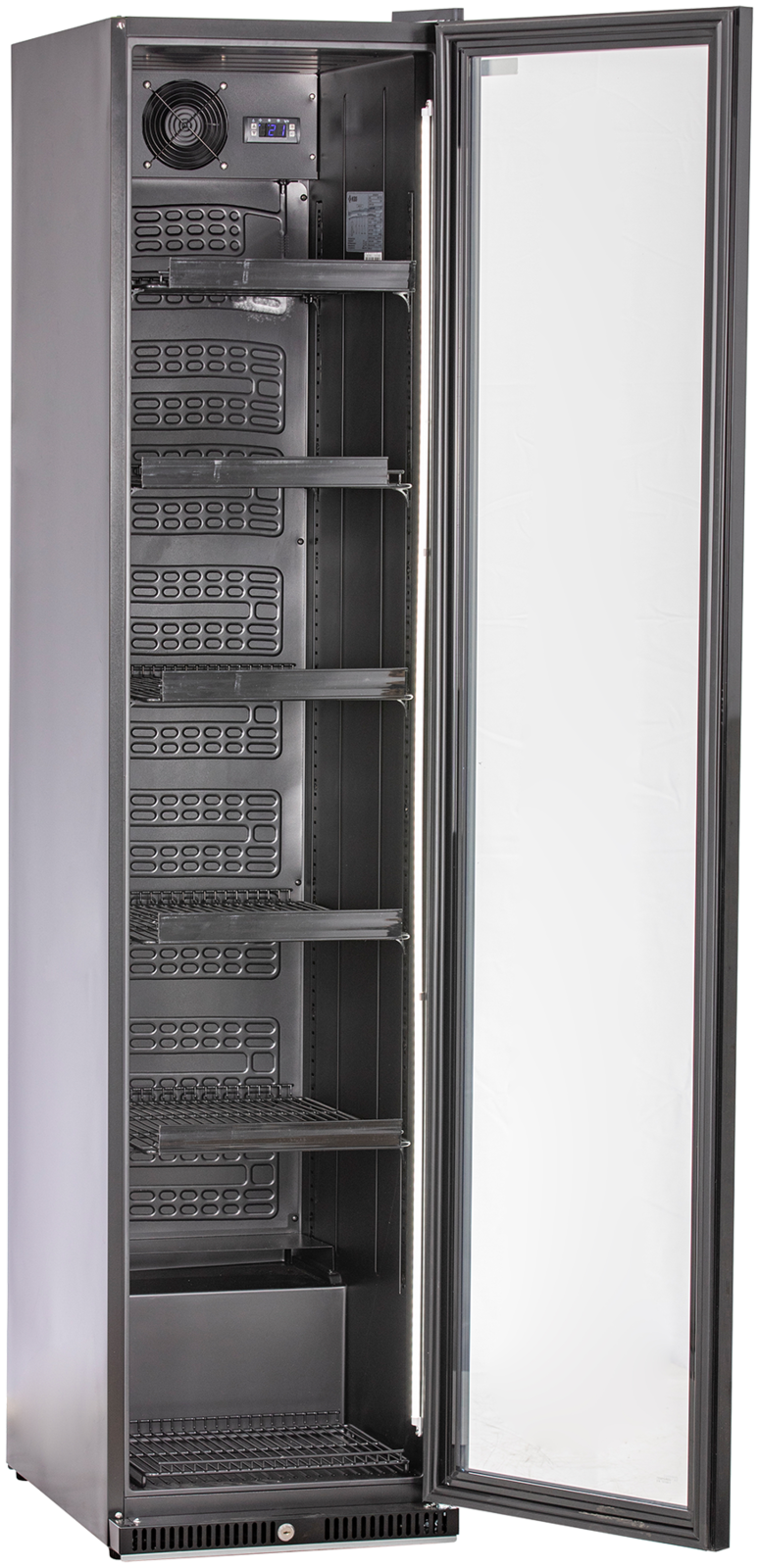 KBS Gastrotechnik Glastürkühlschrank KBS 327 G Slim schwarz